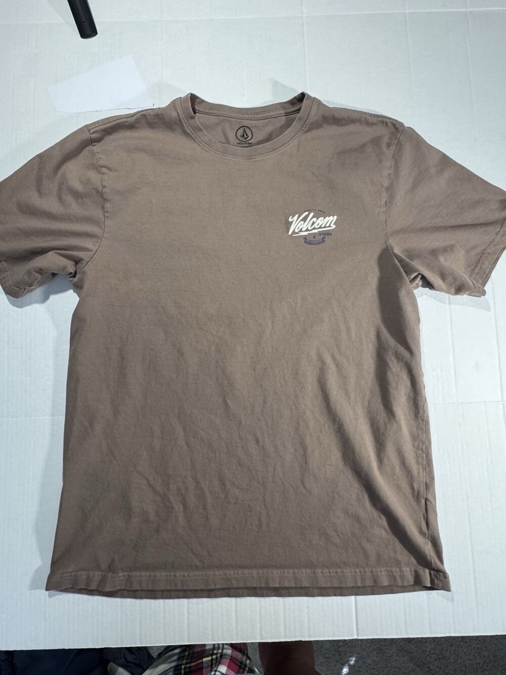 Volcom Men's Brown Graphic Logo Crew Neck Short Sleeve T-Shirt Size L Cotton